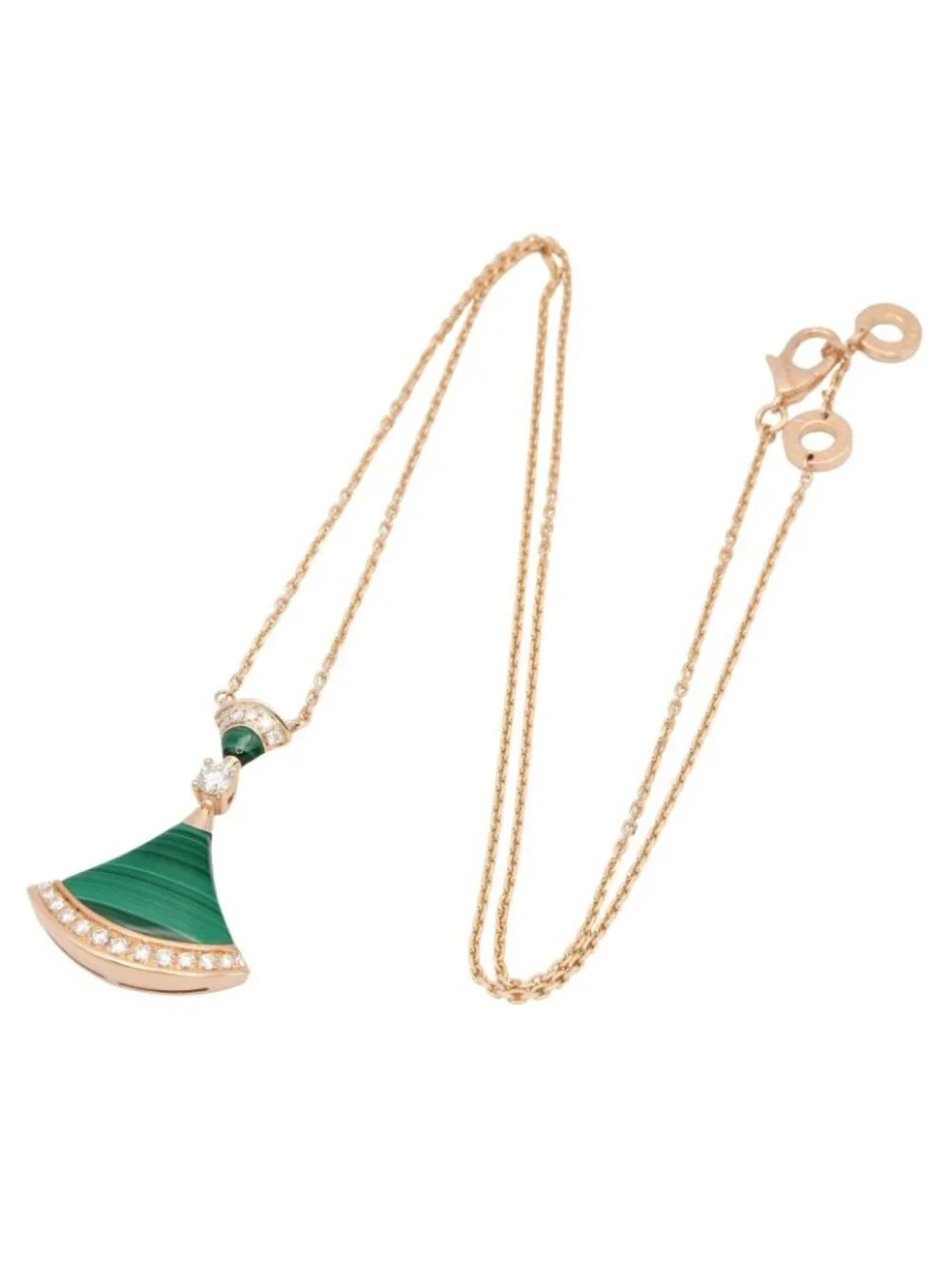 Bvlgari Necklace Divas' Dream Diamond Malachite 41 43.5 18K Pink Gold